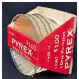 Vintage Anchor Hocking Milk Glass Salt and Pepper Shakers with Pyrex Pie Dishes