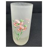 Set of 8 Vintage Hand Painted Frosted Tumblers, 5.25 Inches