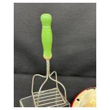 Collection of Vintage Kitchen Utensils with Metal Pan