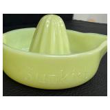 Vintage Fire King Jadeite Refrigerator Dish and Sunkist Juicer Set