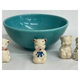 Vintage Red Wing Bowl with Shawnee Salt and Pepper Shakers