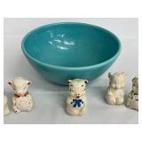 Vintage Red Wing Bowl with Shawnee Salt and Pepper Shakers