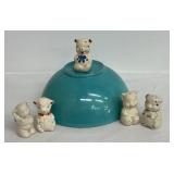 Vintage Red Wing Bowl with Shawnee Salt and Pepper Shakers