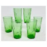Set of 6 Vintage Green Glass Tex Glass Tumblers