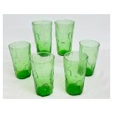 Set of 6 Vintage Green Glass Tex Glass Tumblers