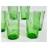 Set of 6 Vintage Green Glass Tex Glass Tumblers