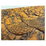 Vintage Ornately Carved Wooden Jewelry Box with Brass Lock