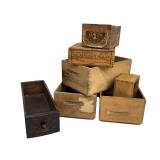 Set of 6 Vintage Wooden Drawers and Boxes, Fun Decor