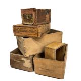 Set of 6 Vintage Wooden Drawers and Boxes, Fun Decor