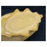 Caramel Slag Glass Covered Squirrel Dish by LE Smith