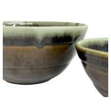 Set of 2 Vintage Mid Century Glazed Pottery Bowls