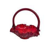 Set of 3 Glass Baskets including Vintage Fenton Ruby Red Rose Glass Basket