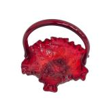 Set of 3 Glass Baskets including Vintage Fenton Ruby Red Rose Glass Basket