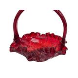Set of 3 Glass Baskets including Vintage Fenton Ruby Red Rose Glass Basket