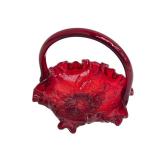 Set of 3 Glass Baskets including Vintage Fenton Ruby Red Rose Glass Basket