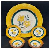 Vintage Stangl Pottery Jonquil Pattern Platter and 4-Piece Dish Set