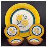 Vintage Stangl Pottery Jonquil Pattern Platter and 4-Piece Dish Set