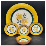 Vintage Stangl Pottery Jonquil Pattern Platter and 4-Piece Dish Set