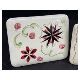 Pair of Vintage Stangl Pottery Trinket Boxes with Floral and Heart Designs