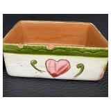 Pair of Vintage Stangl Pottery Trinket Boxes with Floral and Heart Designs