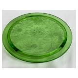 Vintage Green Depression Jeanette Sunflower Daisy Glass Plate