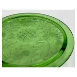 Vintage Green Depression Jeanette Sunflower Daisy Glass Plate