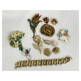 Lot of Vintage Brooches and Jewelry