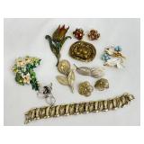 Lot of Vintage Brooches and Jewelry