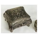 Set of 2 Vintage Jewelry Caskets with Floral and Figurative Designs