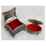 Set of 2 Vintage Jewelry Caskets with Floral and Figurative Designs