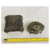 Set of 2 Vintage Jewelry Caskets with Floral and Figurative Designs