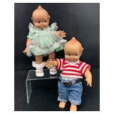 Pair of 8 Inch Jesco Kewpie Dolls in Adorable Outfits
