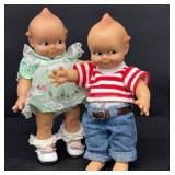 Pair of 8 Inch Jesco Kewpie Dolls in Adorable Outfits