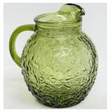 Avocado Green Vintage Anchor Hocking Lido Milano Ball Pitcher