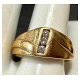 14k Gold Ring with Diamonds, Size 9