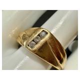 14k Gold Ring with Diamonds, Size 9