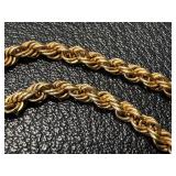 14K Gold 7" Rope Style Bracelet