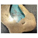 Sterling Silver Turquoise Pendant, Approximately 2"