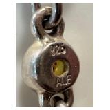 18" Sterling Silver Pendant Necklace with Yellow Gemstones