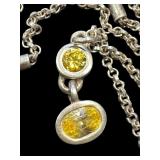 18" Sterling Silver Pendant Necklace with Yellow Gemstones