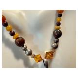 Sterling Silver and Amber Dragonfly Necklace, 14.5"