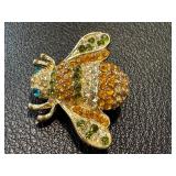 Vintage Bee Brooch with Yellow and Green Pave Crystals