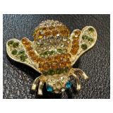 Vintage Bee Brooch with Yellow and Green Pave Crystals