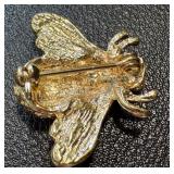 Vintage Bee Brooch with Yellow and Green Pave Crystals