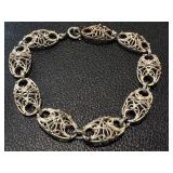 Vintage Filigree Silver Bracelet and Brooch Set