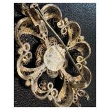 Vintage Filigree Silver Bracelet and Brooch Set