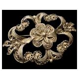 Vintage Filigree Silver Bracelet and Brooch Set