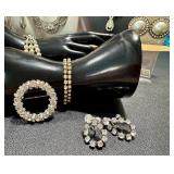 Collection of Vintage Faux Pearl and Rhinestone Jewelry, Featuring Les Bernard Necklace