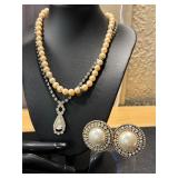 Collection of Vintage Faux Pearl and Rhinestone Jewelry, Featuring Les Bernard Necklace