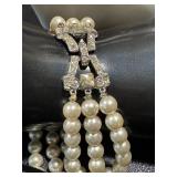 Collection of Vintage Faux Pearl and Rhinestone Jewelry, Featuring Les Bernard Necklace